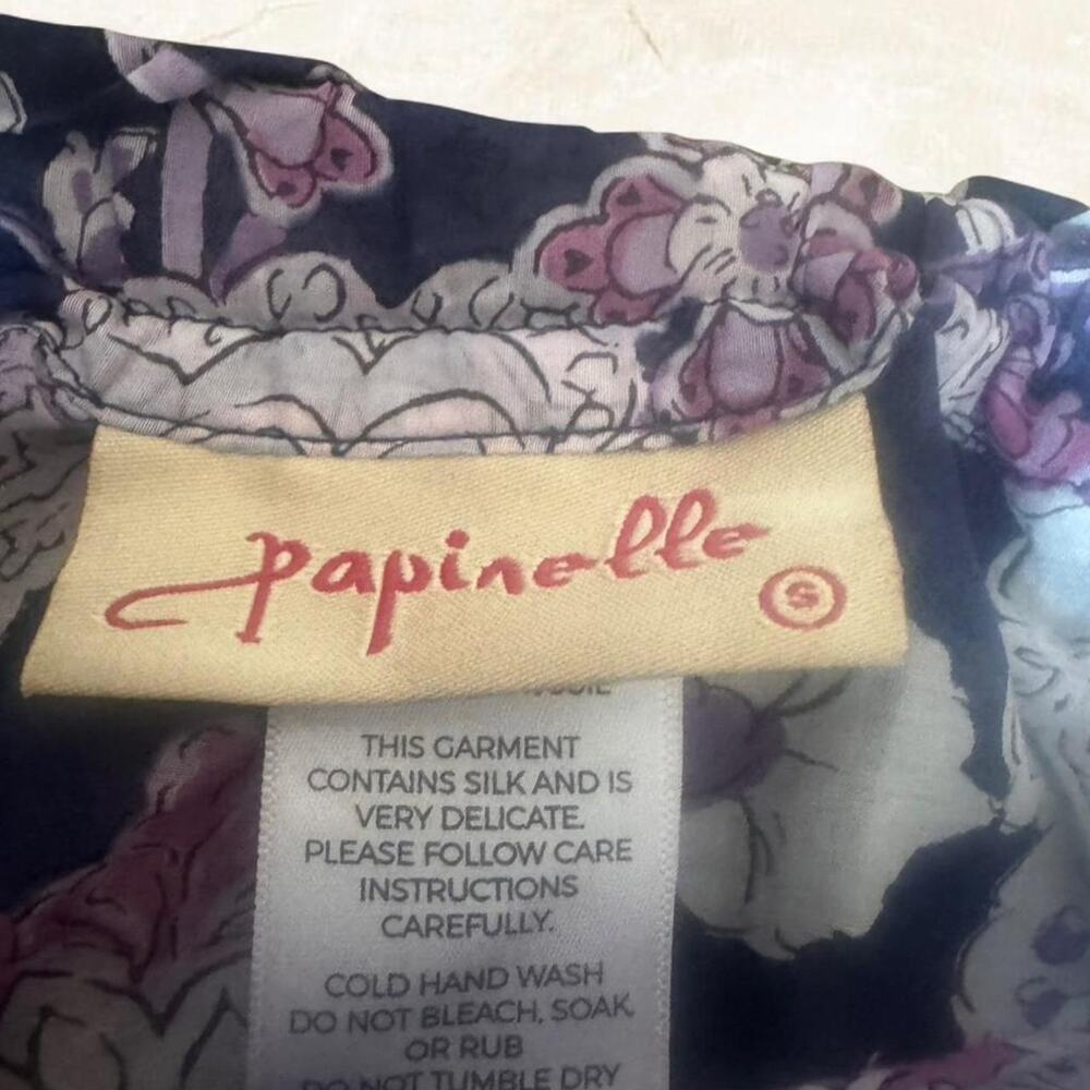 Papinelle Purple Floral Silk Blend Pajama Set size small - Picture 6 of 13
